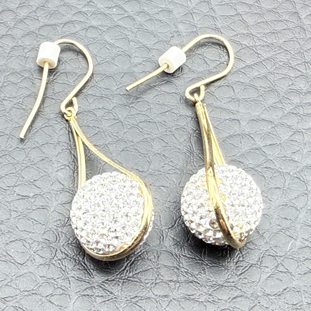 Brilliance Earrings 18K Gold Plated 925‎ Silver Pave Crystal Captured Bead Drops
